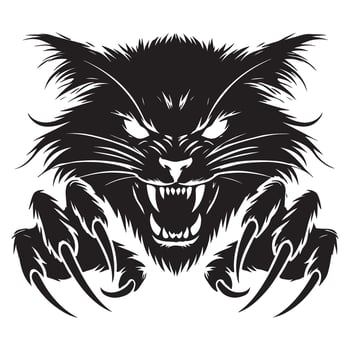 Silhouette of Black Werewolf Aggressive Face Illustration Image vector