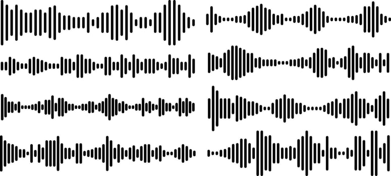 Voice message equalizer set. Audio voice line with dotted lines. vector