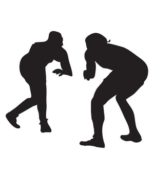 Two men are playing a sport in silhouette vector