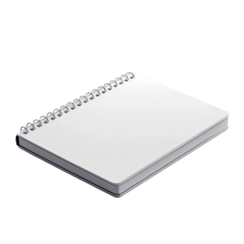 A notebook on a black background with a white cover png