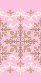 Elegance Sweet of Blush Pink and ivory gold silk weaves embroidery border pattern. Exquisitely Scroll decoration making it perfect for high-end upholstery, drapery fashion Lace applications seamless vector