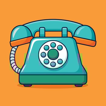 A Retro Teal Rotary Phone Illustration Vintage Communication Device Graphic Design vector