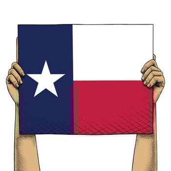 Hand Raises a Sign That Show Texas Flag vector
