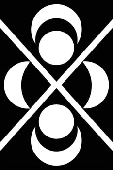 Abstract Lunar Cycle Design Black, White, Circles, Moons, Geometric vector