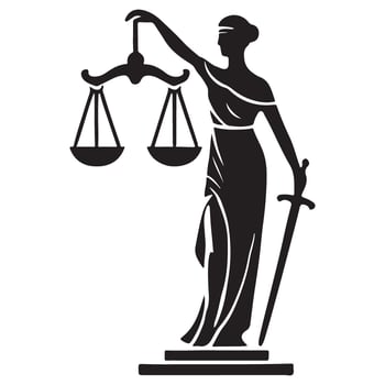 Lady Justice Statue Silhouette Illustration Fair Legal System vector