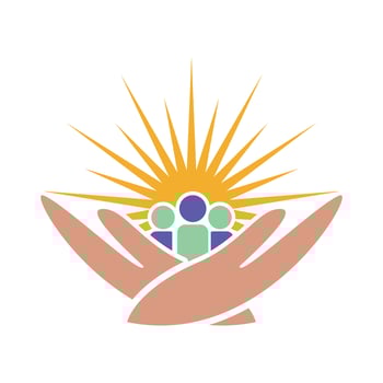 hand, people and sunlight icon logo design template vector
