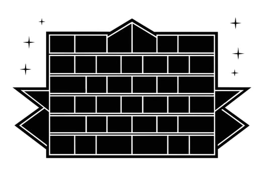 A drawing of a brick wall foundation. vector