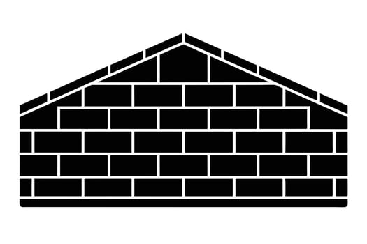 Construction drawing of a brick wall foundation. vector