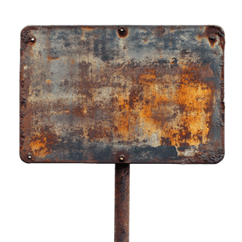 Vintage rusty metal sign on Transparent background, perfect for retro decor or artistic design projects, Rusty vintage empty metal sign isolated on png