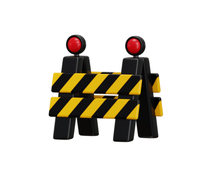 Road safety barrier icon 3d render concept of highway barrier, construction industry tools icon illustration png
