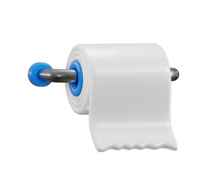 Toilet paper icon with stand 3d render concept of cleaning paper icon illustration png