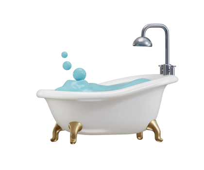 Bathtub 3d render concept of Furniture and hotel shower bathroom interior illustration png