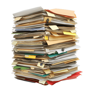 Stacked documents and files on a Transparent background showcasing organization and paperwork, Stack Documents , Files, background png