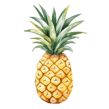 Cute cartoon pineapple in vibrant watercolor style on Transparent background, Watercolor cute cartoon pineapple on aisolated on background png