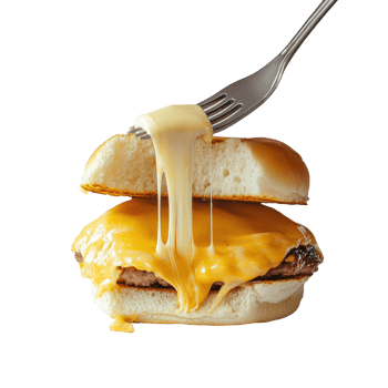Sandwich with melted cheese and sauce being enjoyed with a fork at a cozy eating spot, sandwich with cheese and sauce being eaten with a fork, Transparent background, background png