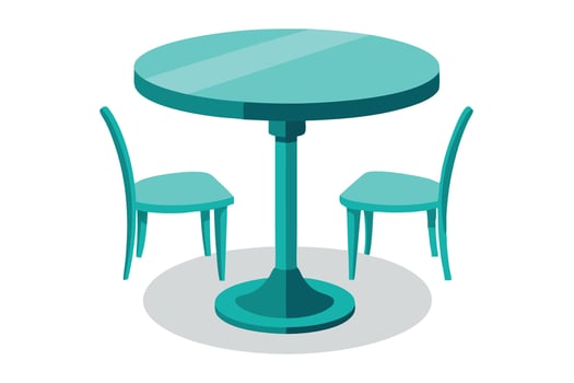 Colorful Illustration of a Round Table and Two Chairs vector
