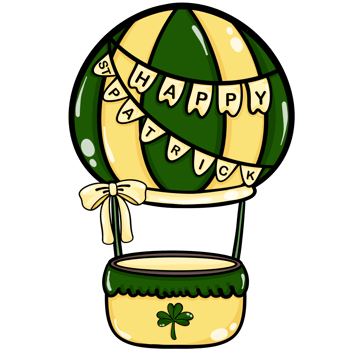 air balloon flying air transport illustration. Decorated for St. patricks day png
