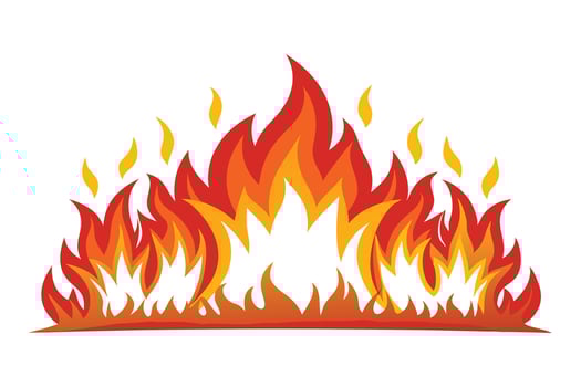 illustration of fiery flames against a white background. vector