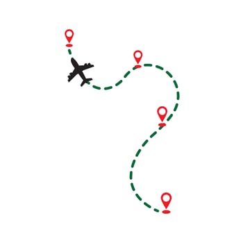 aircraft route icon illustration design template vector