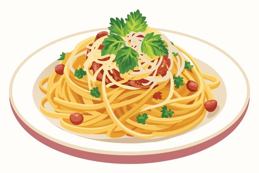 A Plate of Spaghetti with Toppings vector