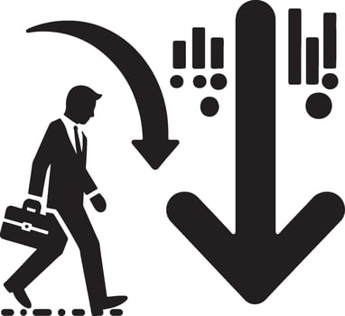 Arrow and man silhouette for decrease theme vector