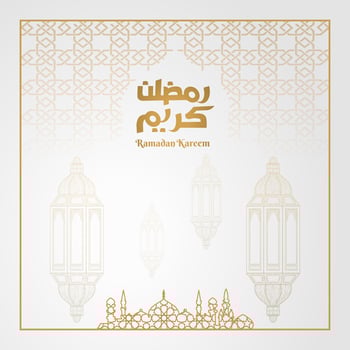 islamic greeting ramadan template design with arabic calligraphy vector