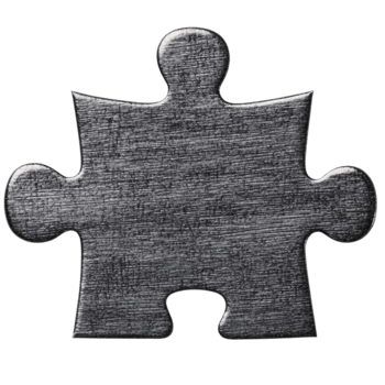 Black Puzzle piece isolated on transparent background. png