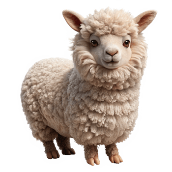 Fluffy alpaca in a soft coat a animal photography studio setting close-up cute concept png