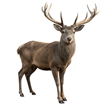 Majestic stag with large antlers in serene natural environment wildlife photography captured in stunning detail png