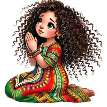 An illustration of a little girl with curly hair png