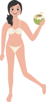 Illustration of Woman Activities on the Beach with Cartoon Design Concept. vector