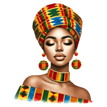 An african woman in a colorful head wrap png