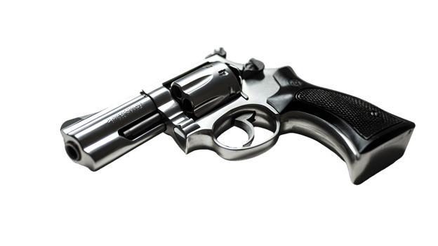 Silver Revolver with Black Grip png