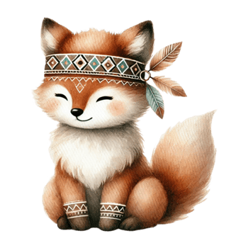A cute little fox wearing a headdress png