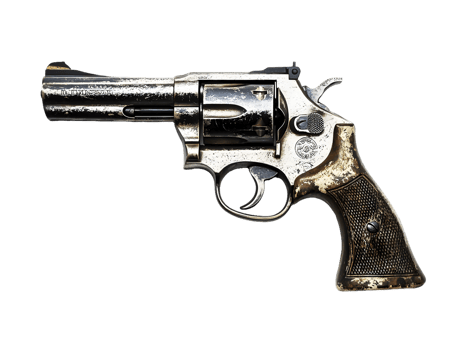 Weathered Silver Revolver with Brown Grip png