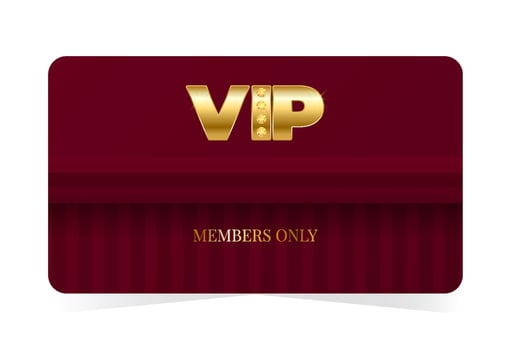 Premium VIP card with gold elements, members only. Red chic colors. illustration on transparent background vector