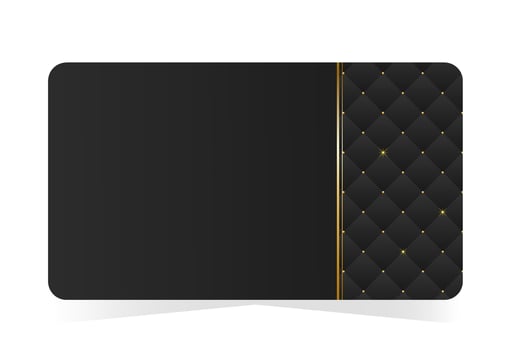 Shimmering gold accents on VIP club card. Black leather background with copy space. illustration on transparent background vector
