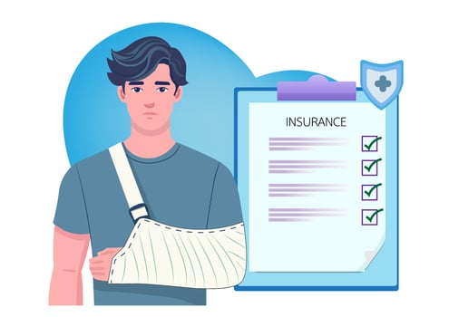 Flat style illustration A person with a broken arm had his arm wrapped in plaster. vector