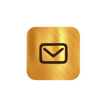 An email icon on a gold shape png