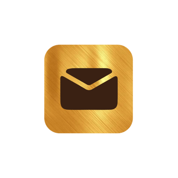 Email icon on gold shape png
