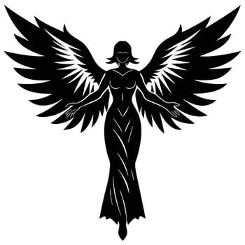 Monochrome Angel Silhouette Perfection vector