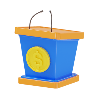 Financial Speech Podium with Dollar Coin png