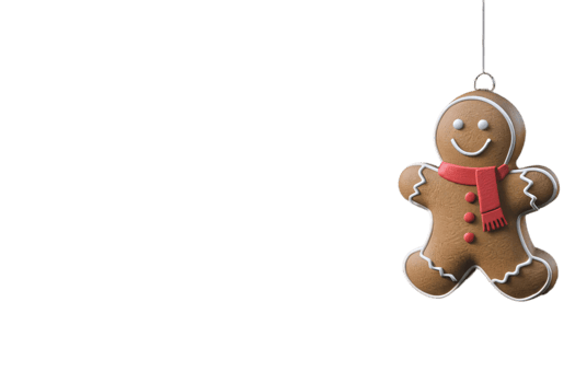 A gingerbread man hanging from a string png