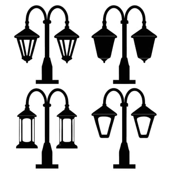 Retro Street Lamp Silhouettes for Illustrations vector