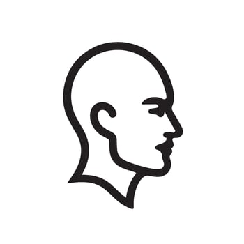 A man's head is shown in a line drawing vector