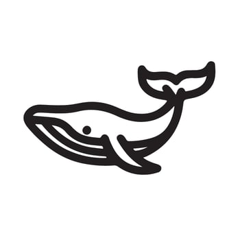 A whale is shown in a black and white line drawing vector