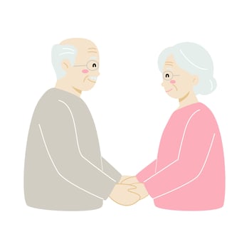 Senior Couple Holding Hands with Love and Affection vector