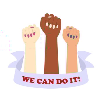 Empowering Womens Voices Through Strength Love. International Womens Day. vector