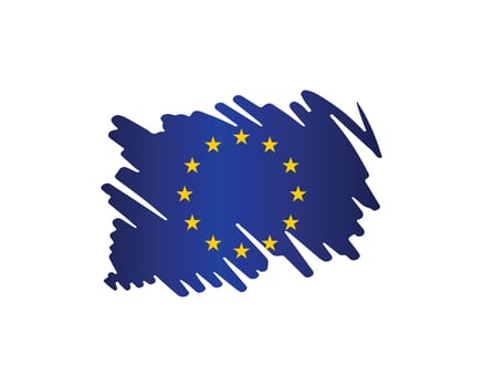 Grunge style brush stroke of the European flag, ideal for political and cultural themes vector