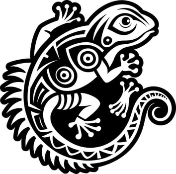 Glyph style icon of a tribal iguana vector